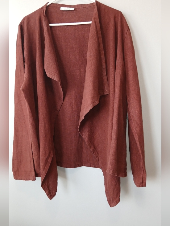 bryn Walker Jackets & Blazers - bryn Walker 100% Linen Open Asymetrical Shacket Women's Large Designer Lagenlook